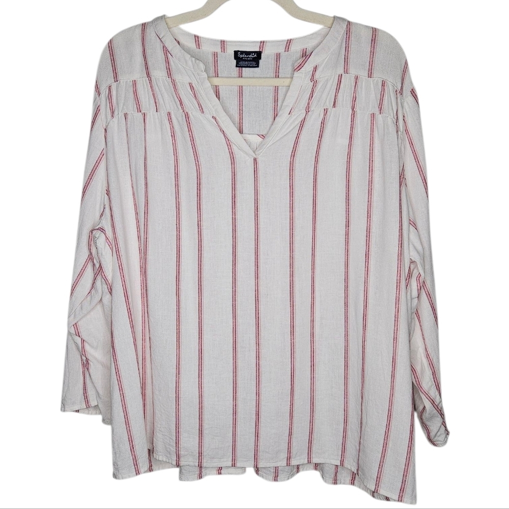 Splendid Amorosa Linen Blend Striped Top, Size XXL, Red White, EUC - Picture 4 of 9